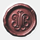 Faux Wax Seal Deep Impression Burgundy Red Runder Aufkleber (Vorderseite)