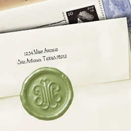 Faux Wax Seal Deep Impression Green Runder Aufkleber