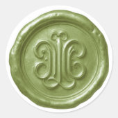 Faux Wax Seal Deep Impression Green Runder Aufkleber (Vorderseite)