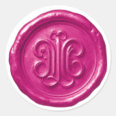 Faux Wax Seal Deep Impression Hot Pink Runder Aufkleber (Vorderseite)