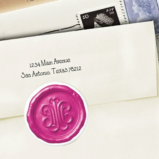 Faux Wax Seal Deep Impression Hot Pink Runder Aufkleber