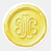 Faux Wax Seal Deep Impression  Lemon Yellow Runder Aufkleber (Vorderseite)
