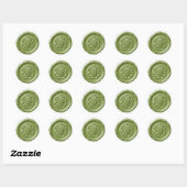Faux Wax Seal Deep Impression Olive Green Runder Aufkleber (Blatt)