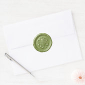 Faux Wax Seal Deep Impression Olive Green Runder Aufkleber (Umschlag)
