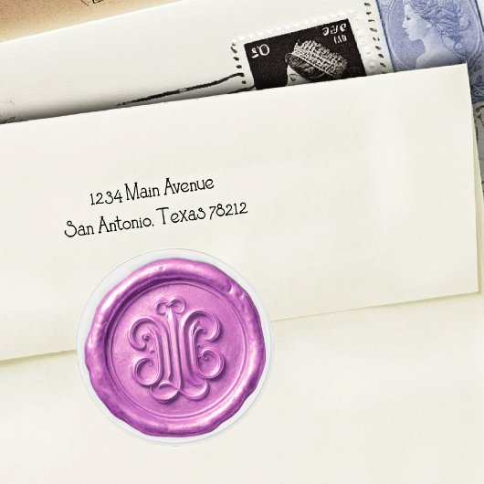 Faux Wax Seal Deep Impression Orchid Purple Runder Aufkleber