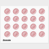 Faux Wax Seal Deep Impression Pink Runder Aufkleber (Blatt)