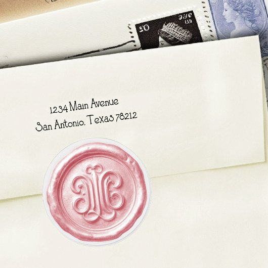 Faux Wax Seal Deep Impression Pink Runder Aufkleber
