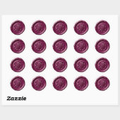 Faux Wax Seal Deep Impression Plum Runder Aufkleber (Blatt)
