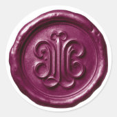 Faux Wax Seal Deep Impression Plum Runder Aufkleber (Vorderseite)