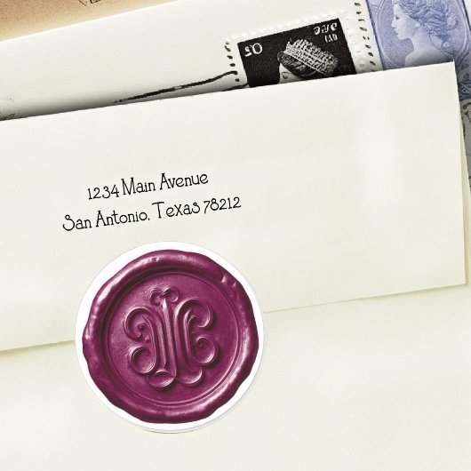 Faux Wax Seal Deep Impression Plum Runder Aufkleber