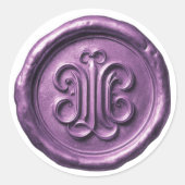 Faux Wax Seal Deep Impression Purple 2 Runder Aufkleber (Vorderseite)