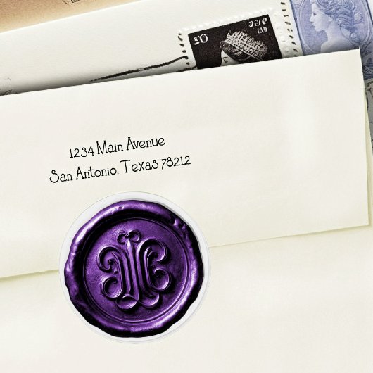 Faux Wax Seal Deep Impression Purple 3 Runder Aufkleber