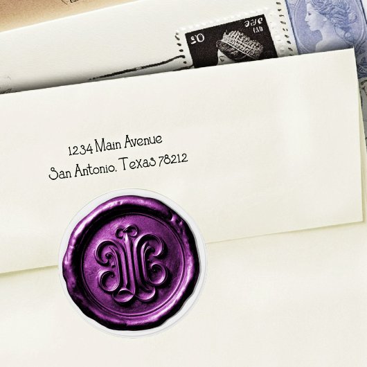 Faux Wax Seal Deep Impression Purple 4 Runder Aufkleber