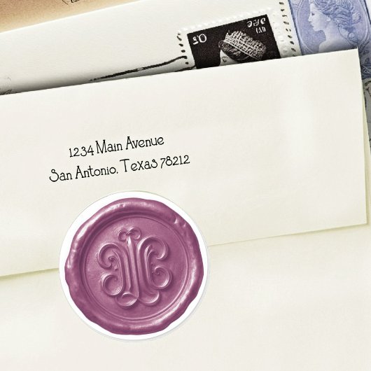 Faux Wax Seal Deep Impression Purple Runder Aufkleber