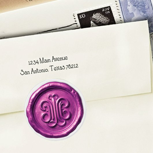 Faux Wax Seal Deep Impression Purple Runder Aufkleber