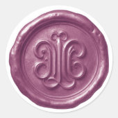 Faux Wax Seal Deep Impression Purple Runder Aufkleber (Vorderseite)