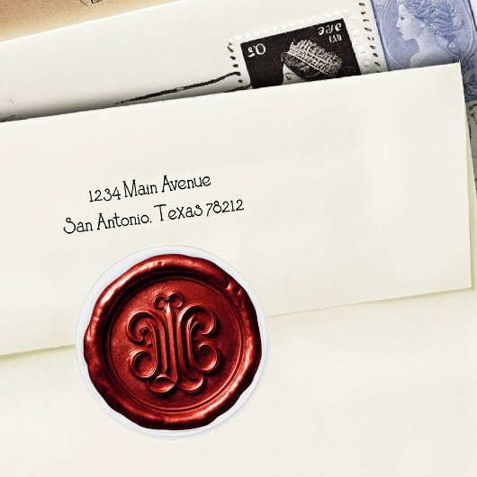 Faux Wax Seal Deep Impression Red Runder Aufkleber