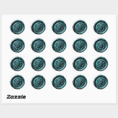 Faux Wax Seal Deep Impression Teal Blue 2 Runder Aufkleber (Blatt)
