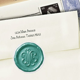 Faux Wax Seal Deep Impression Teal Blue  Runder Aufkleber