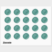 Faux Wax Seal Deep Impression Teal Blue  Runder Aufkleber (Blatt)