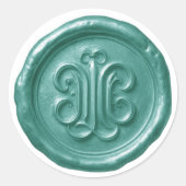 Faux Wax Seal Deep Impression Teal Blue  Runder Aufkleber (Vorderseite)