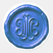 Faux Wax Seal Deep Impression True Blue Runder Aufkleber (Vorderseite)