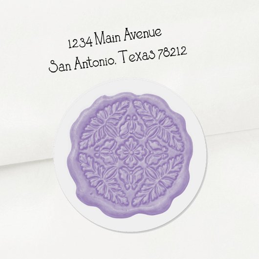 Faux Wax Seal, Lavender  Runder Aufkleber
