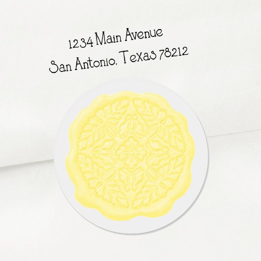 Faux Wax Seal, Lemon Yellow Runder Aufkleber