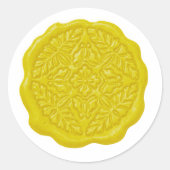 Faux Wax Seal, Lemony Yellow Runder Aufkleber (Vorderseite)
