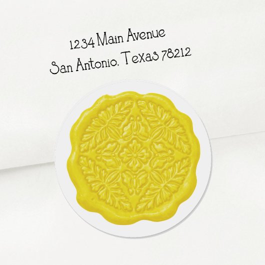 Faux Wax Seal, Lemony Yellow Runder Aufkleber