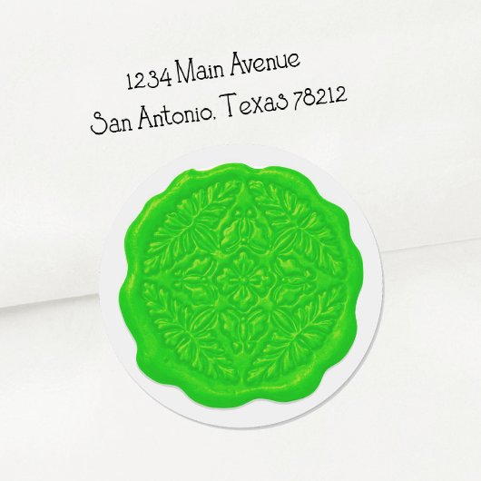 Faux Wax Seal, Lime Green Runder Aufkleber