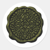 Faux Wax Seal, Olive Green Runder Aufkleber (Vorderseite)