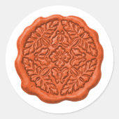 Faux Wax Seal, Orange Runder Aufkleber (Vorderseite)