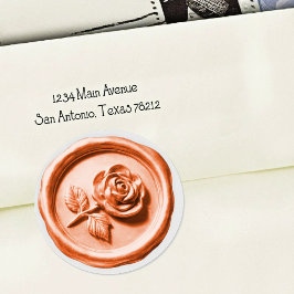 Faux Wax Seal Peach Rose 2 Deep Impression Runder Aufkleber