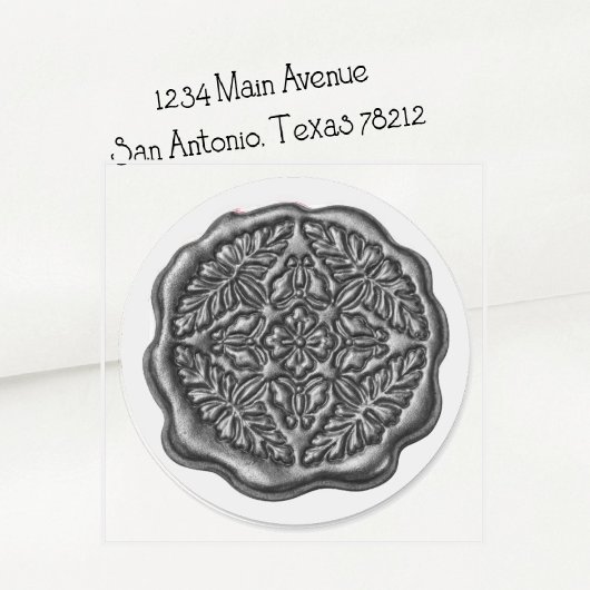 Faux Wax Seal, Pewter Gray Runder Aufkleber
