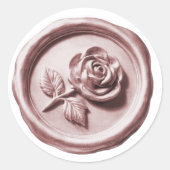 Faux Wax Seal Pink Rose 2 Deep Impression Runder Aufkleber (Vorderseite)