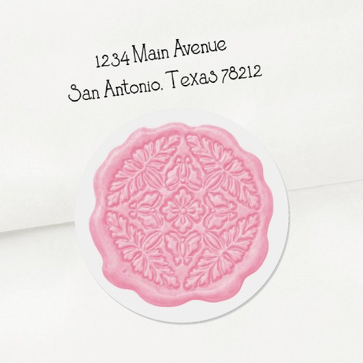 Faux Wax Seal, Pinky Pink Runder Aufkleber