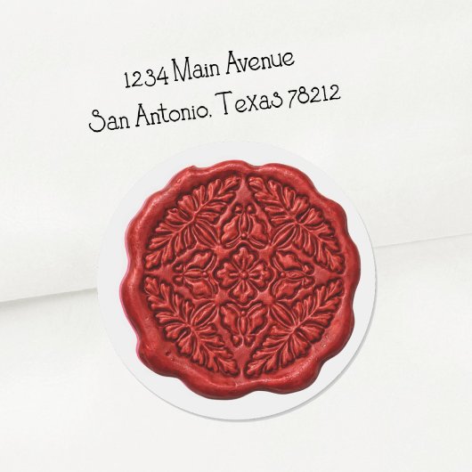 Faux Wax Seal, Red Runder Aufkleber