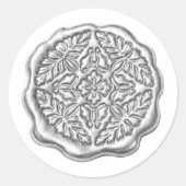 Faux Wax Seal, Silver Metallic Runder Aufkleber (Vorderseite)