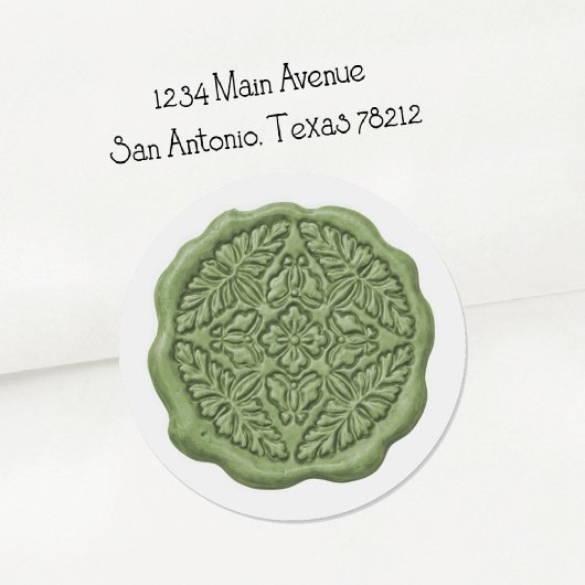 Faux Wax Seal, Soft Green Runder Aufkleber