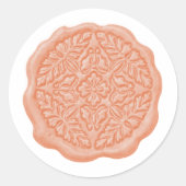 Faux Wax Seal, Soft Peach Runder Aufkleber (Vorderseite)