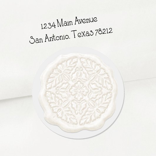 Faux Wax Seal, White Runder Aufkleber