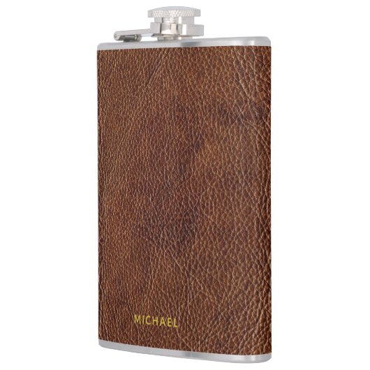 Faux Weathered Leather Look Flachmann (Links)