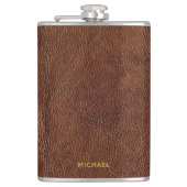 Faux Weathered Leather Look Flachmann (Vorderseite)