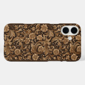 Faux Western wood carving pattern tiled Case-Mate iPhone Hülle (Rückseite (Horizontal))