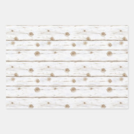 Faux White Wood Starfish Christmas  Geschenkpapier Set