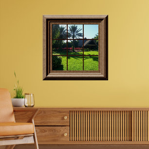 Faux Window Scene Tropical Peaceful Landscape Poster