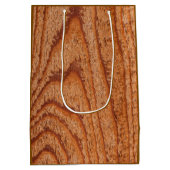 Faux Wooden Custom Initials Mittlere Geschenktüte (Rückseite)