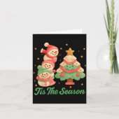 Faux Yarn Crochet Snowman And Christmas Tree  Karte (Vorderseite)