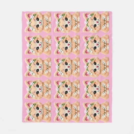 Faux Yarn Notch-Hook Christmas Cat – Cozy Holiday Fleecedecke (Vorderseite)